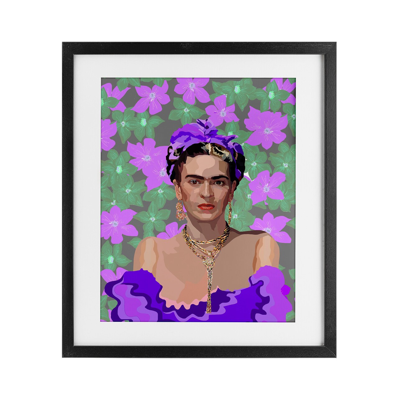 Stupell Industries Floral Reverie Frida Framed Print Under Glass, design by Lynnda Rakos